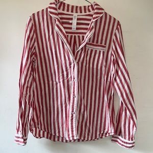 Stars Above Women’s XS Red and White Striped Pajama Top